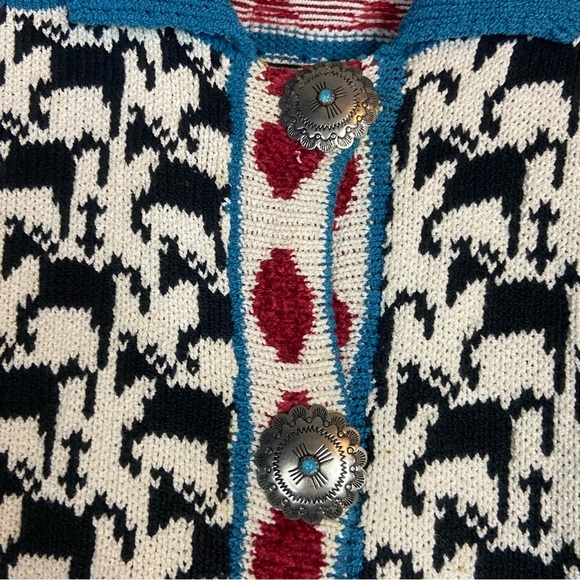 Dia North of Boston Vintage 1997 Horse Print Button Up Cardigan Sweater - Picture 5 of 9
